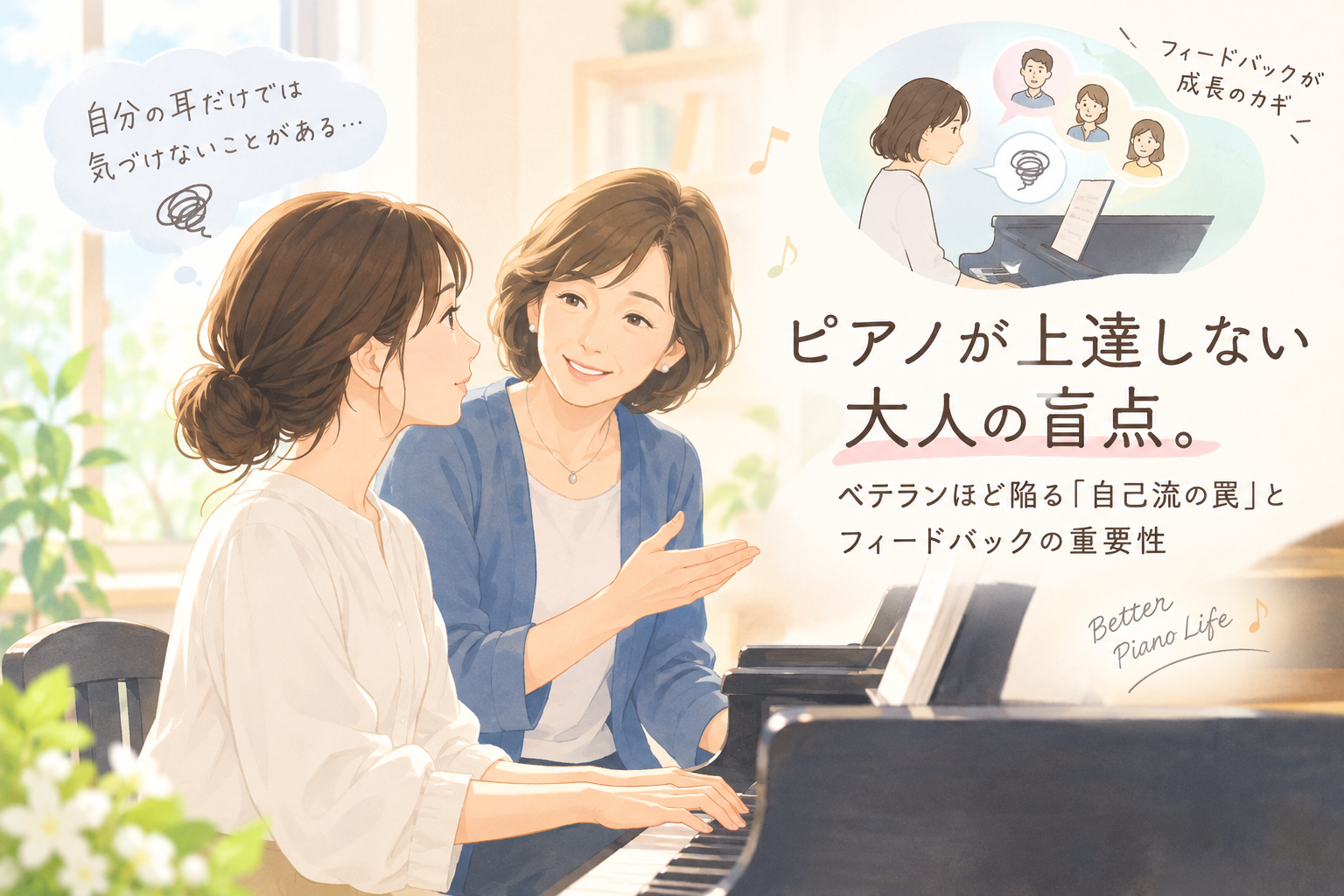♯238　ピアノが上達しない大人の盲点。ベテランほど陥る「自己流の罠」とフィードバックの重要性