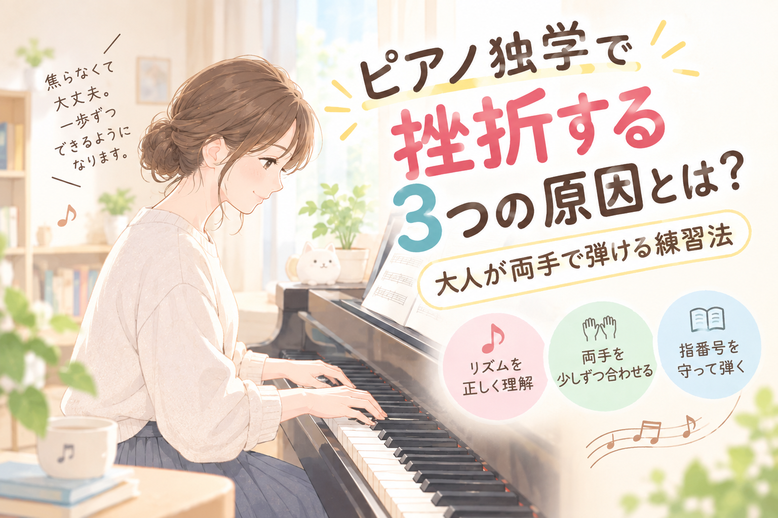 ♯241　ピアノ独学で挫折する3つの原因とは？大人が両手で弾ける練習法